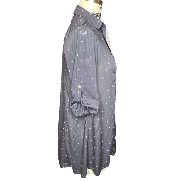 Maeve by Anthropologie Tunic Button Down Blouse Sz XS Black & White Circles - Picture 6 of 15